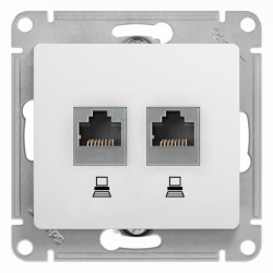 Розетка/ Розетка Glossa двойная компьютерная RJ45 + RJ45 кат.5E механизм белый