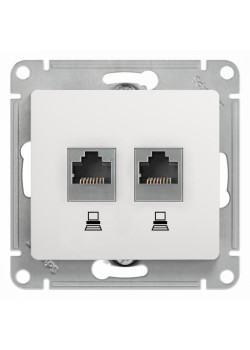 Розетка/ Розетка Glossa двойная компьютерная RJ45 + RJ45 кат.5E механизм белый