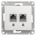 Розетка/ Розетка Glossa двойная компьютерная RJ45 + RJ45 кат.5E механизм белый Розетка/ Розетка Glossa двойная компьютерная RJ45 + RJ45 кат.5E механизм белый