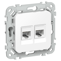 Розетка/ FLITE Розетка 2-местная RJ-45/RJ-11 категория 5Е/3 UTP РКТ5е/3-2-0-ФлБ белый