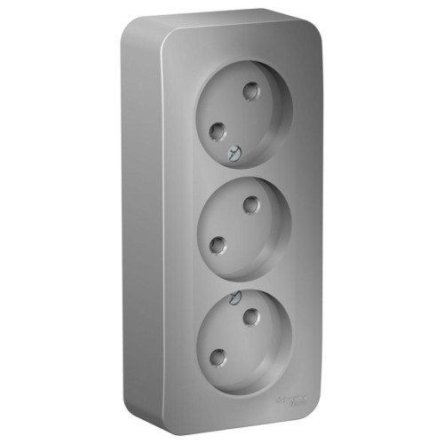 Розетка/ Розетка BLANCA наружная 3-я без заземления без шторок с изоляционной пластиной 16А 250В алюминий
