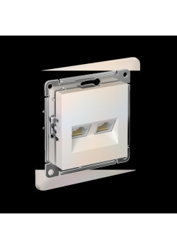 ATLASDESIGN РОЗЕТКА двойная компьютерная RJ45+RJ45, кат.5E, механизм, ЖЕМЧУГ