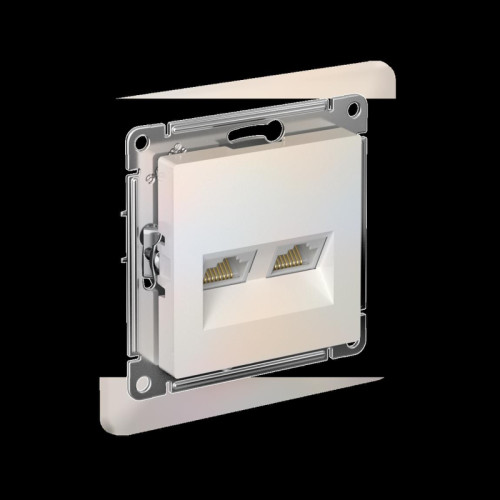 ATLASDESIGN РОЗЕТКА двойная компьютерная RJ45+RJ45, кат.5E, механизм, ЖЕМЧУГ