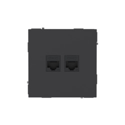 Компьютерная розетка/ Компьютерная розетка RJ-45 без шторки, кат.5е двойная, KANT, черный уголь