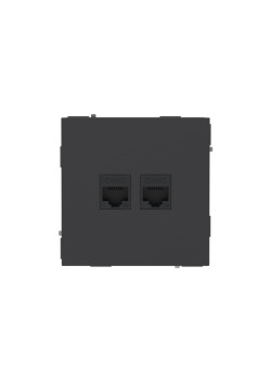 Компьютерная розетка/ Компьютерная розетка RJ-45 без шторки, кат.5е двойная, KANT, черный уголь