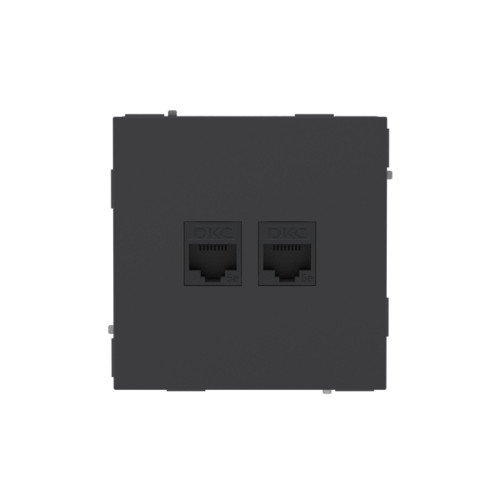 Компьютерная розетка/ Компьютерная розетка RJ-45 без шторки, кат.5е двойная, KANT, черный уголь