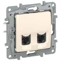Розетка компьютерная двойная/ IEKETIKA Розетка компьютерная двойная RJ45 категория 5Е UTP 6723551 слоновая кость
