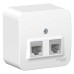 Розетка/ Розетка BLANCA наружная двойная компьютерная RJ45+телефонная RJ11, кат.5e, с изолирующей пластиной, белый
