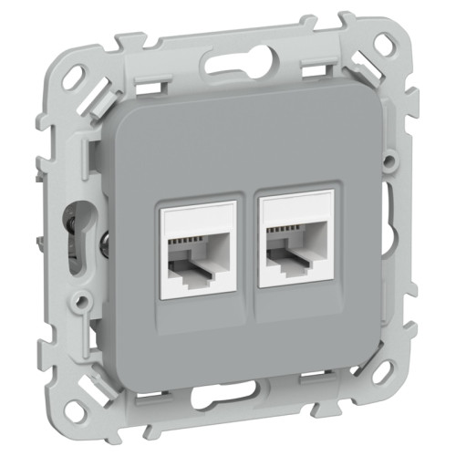 Розетка/ FLITE Розетка 2-местная компьютерная RJ-45 категория 5Е UTP РК5е-2-0-ФлС серый