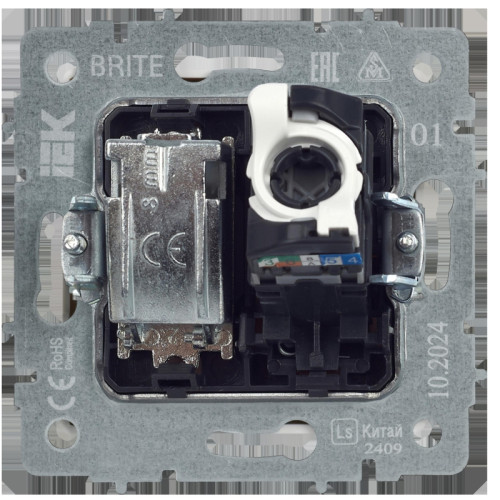 Розетка двойная/ BRITE Розетка двойная TV+RJ-45 кат.5E РТВ/РК12-БрЧ черный