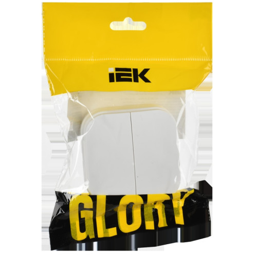 Выключатель/ GLORY выключатель 2-клавишный для открытой установки 10А ВС20-2-0-ХБм белый матовый IEK