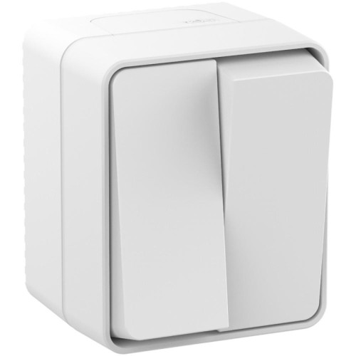 Выключатель/ AtlasDesign Profi54 выключатель двухклавишный IP54 10 АХ, белый, Россия Выключатель/ AtlasDesign Profi54 выключатель двухклавишный IP54 10 АХ, белый, Россия