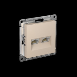 Розетка двойная компьютерная/ ATLASDESIGN розетка двойная компьютерная RJ45+RJ45, кат.5E, механизм, песочный