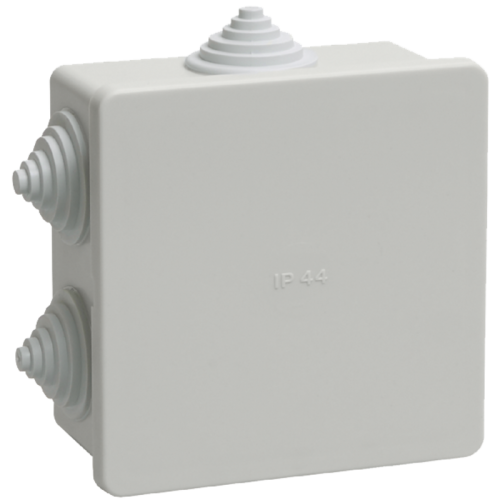 Коробка КМ41235 распаячная для о/п 85х85х45 мм IP44 (RAL7035, 6 гермовводов)
