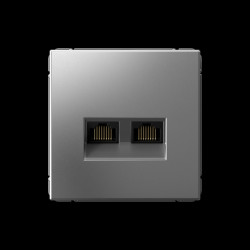 Розетка двойная компьютерная/ ARTGALLERY розетка двойная компьютерная RJ45+RJ45, кат. 5е, механизм, СТАЛЬ