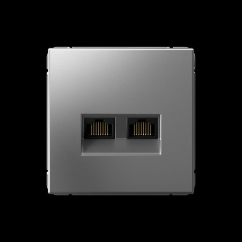 Розетка двойная компьютерная/ ARTGALLERY розетка двойная компьютерная RJ45+RJ45, кат. 5е, механизм, СТАЛЬ