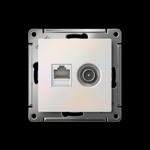 Розетка/ Розетка ATLASDESIGN двойная компьютерная+ТВ RJ45+TV категория 5E механизм жемчуг