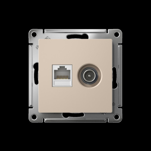 ATLASDESIGN РОЗЕТКА двойная ТВ + компьютерная RJ45 кат. 5e, механизм, ПЕСОЧНЫЙ ATLASDESIGN РОЗЕТКА двойная ТВ + компьютерная RJ45 кат. 5e, механизм, ПЕСОЧНЫЙ