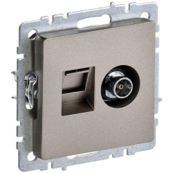 Розетка двойная/ BRITE Розетка двойная TV+RJ-45 кат.5E РТВ/РК12-БрШ шампань