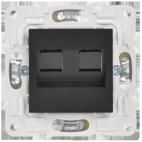Розетка компьютерная двойная/ SKANDY Розетка компьютерная двойная RJ-45 кат.5E SK-K03Bl черный