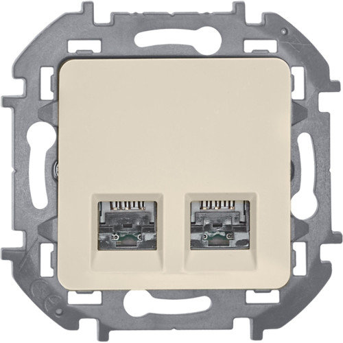 Розетка компьютерная двойная/ Розетка компьютерная двойная RJ-45 категория 5Е UTP слоновая кость INSPIRIA