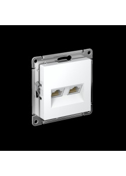 Розетка/ Розетка ATLASDESIGN двойная компьютерная RJ45+RJ45 категория 5E механизм белый