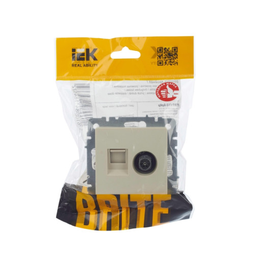 Розетка двойная/ BRITE Розетка двойная TV+RJ-45 кат.5E РТВ/РК12-БрКр бежевый