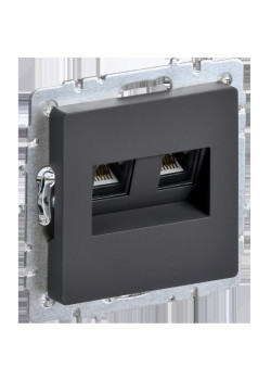 BRITE Розетка компьютерная двойная RJ-45 кат.5E РК10-2-БрГ графит