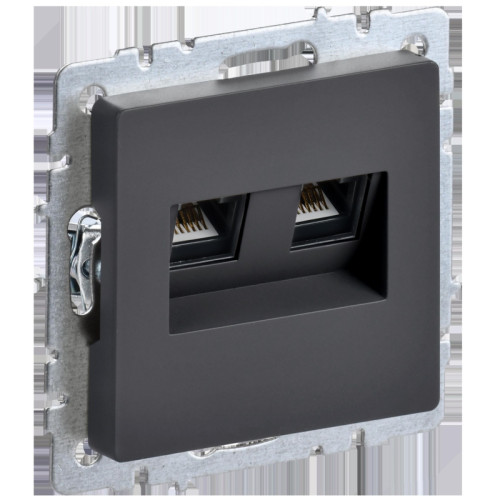 BRITE Розетка компьютерная двойная RJ-45 кат.5E РК10-2-БрГ графит