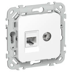 Розетка/ FLITE розетка 2-местная RJ45/TV категория 5Е UTP РКТВ5е-2-0-ФлБ белый IEK