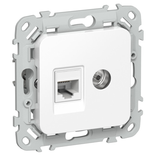 Розетка/ FLITE розетка 2-местная RJ45/TV категория 5Е UTP РКТВ5е-2-0-ФлБ белый IEK