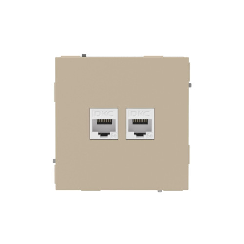 Компьютерная розетка/ Компьютерная розетка RJ-45 без шторки, кат.5е двойная, KANT, ванильный марципан