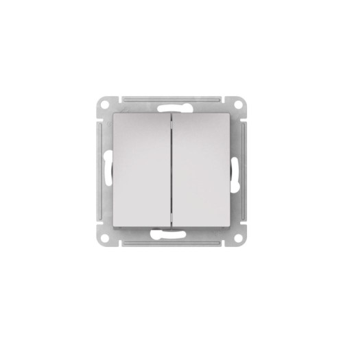 Выключатель/ ATLASDESIGN AQUA 2-клавишный выключатель IP44, с х.5, 10АХ, быстрозажимные клеммы, алюминий
