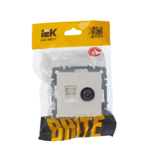 Розетка двойная/ BRITE Розетка двойная TV+RJ-45 кат.5E РТВ/РК12-БрЖ жемчуг