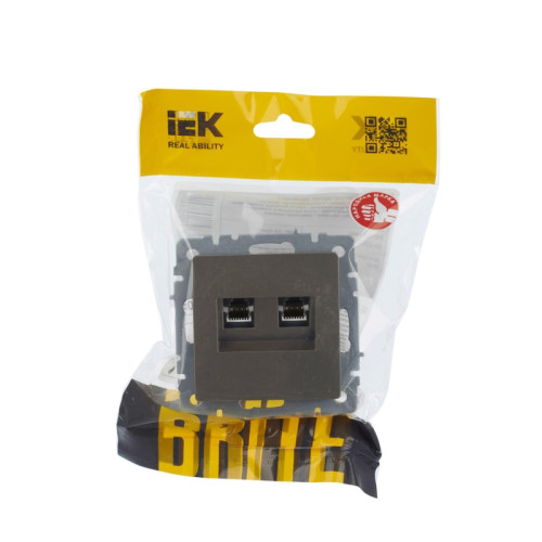 Розетка компьютерная двойная/ BRITE Розетка компьютерная двойная RJ-45 кат.5E РК10-2-БрШ шампань