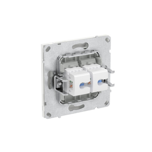 Компьютерная розетка/ Компьютерная розетка RJ-45 без шторки, кат.5е двойная, KANT, белая магнолия