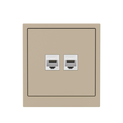 Компьютерная розетка/ Компьютерная розетка RJ-45 без шторки, кат.5е двойная, KANT, ванильный марципан