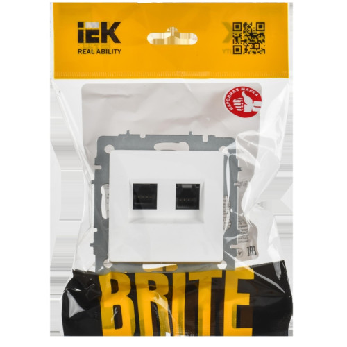 Розетка компьютерная двойная кат/ BRITE Розетка компьютерная двойная кат.5E RJ-45 РК10-2-БрАБ арктический белый