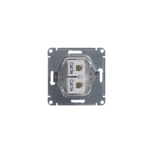 Розетка/ Розетка Glossa двойная компьютерная RJ45 + RJ45 кат.5E механизм белый Розетка/ Розетка Glossa двойная компьютерная RJ45 + RJ45 кат.5E механизм белый