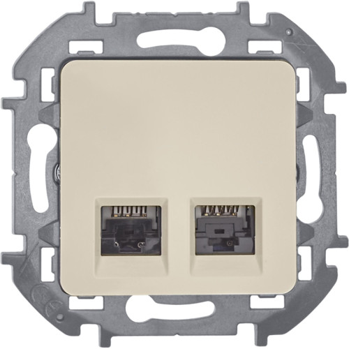 Розетка компьютерная двойная/ Розетка компьютерная двойная RJ-45 категория 6 UTP слоновая кость INSPIRIA