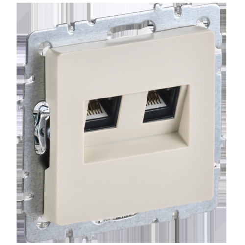 Розетка компьютерная двойная/ BRITE Розетка компьютерная двойная RJ-45 кат.5E РК10-2-БрКр бежевый