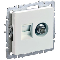 Розетка двойная/ BRITE Розетка двойная TV+RJ-45 кат.5E РТВ/РК12-БрЖ жемчуг
