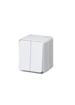 Выключатель/ AtlasDesign Profi54 выключатель двухклавишный IP54 10 АХ, белый, Россия