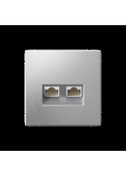 Розетка двойная компьютерная/ ARTGALLERY розетка двойная компьютерная RJ45+RJ45, кат. 5е, механизм, алюминий