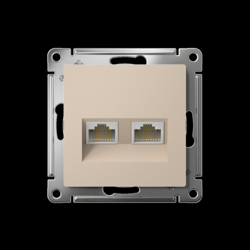 Розетка двойная компьютерная/ ATLASDESIGN розетка двойная компьютерная RJ45+RJ45, кат.5E, механизм, песочный