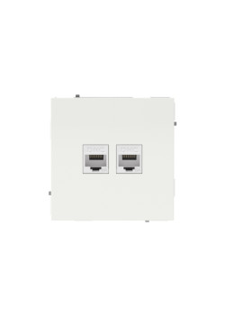 Компьютерная розетка/ Компьютерная розетка RJ-45 без шторки, кат.6А двойная, KANT, белая магнолия