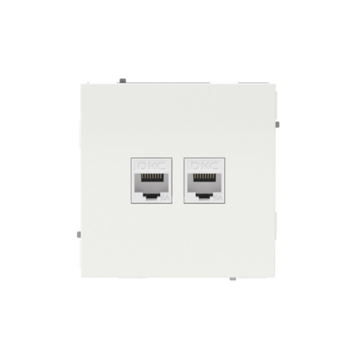 Компьютерная розетка/ Компьютерная розетка RJ-45 без шторки, кат.6А двойная, KANT, белая магнолия