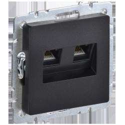 Розетка компьютерная двойная/ BRITE Розетка компьютерная двойная RJ-45 кат.5E РК10-2-БрЧ черный