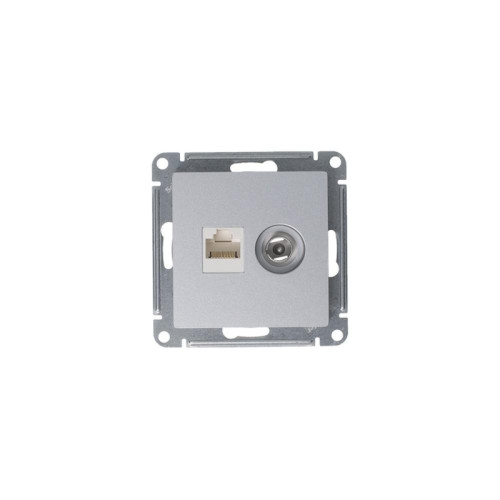 Розетка/ Розетка ATLASDESIGN двойная компьютерная+ТВ RJ45+TV категория 5E механизм алюминий