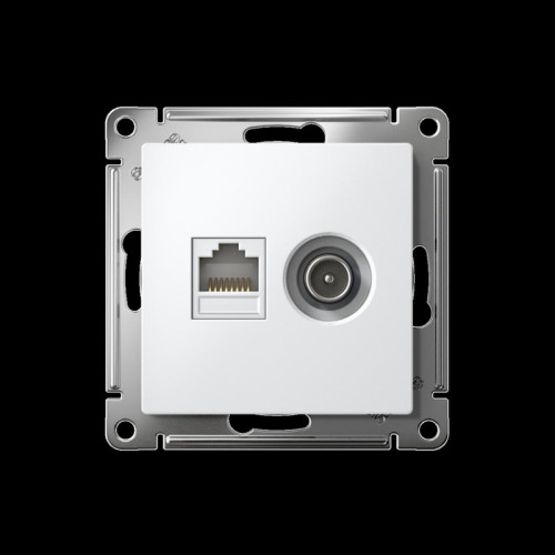 ATLASDESIGN РОЗЕТКА двойная ТВ + компьютерная RJ45, кат. 5Е, БЕЛЫЙ
